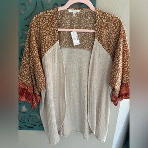 Maurices Floral Brown and Cream poncho/kimono